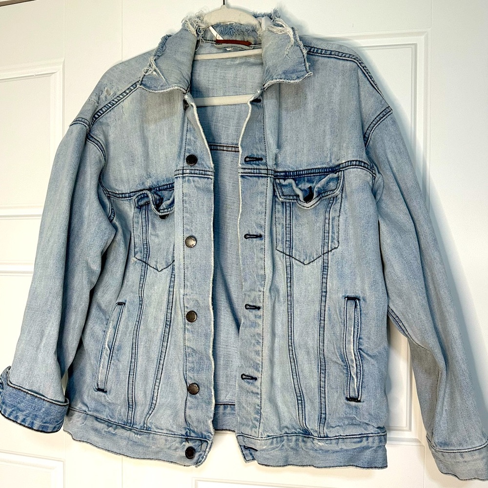 Free People Distressed Denim Jacket